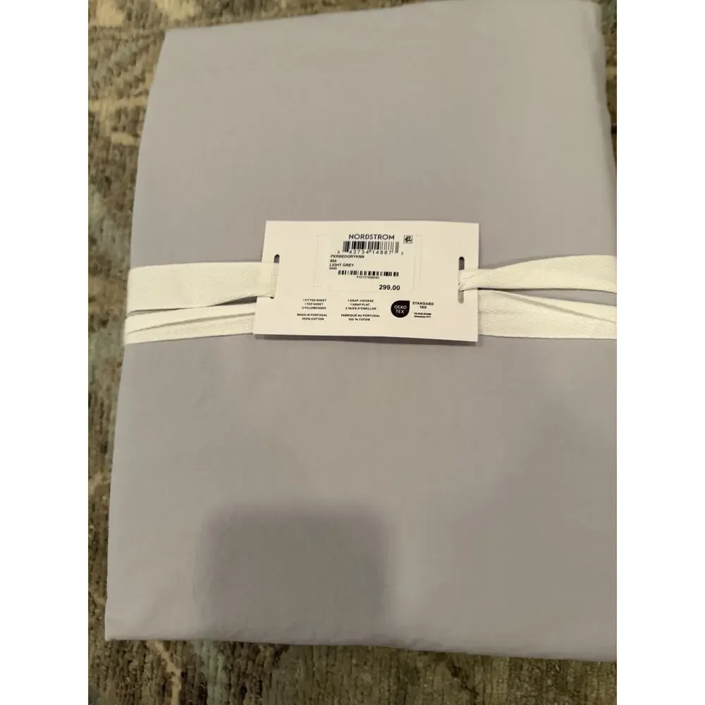 PARACHUTE Percale 4 Piece Sheet Set Light Grey Cotton- King Sz NWT $300